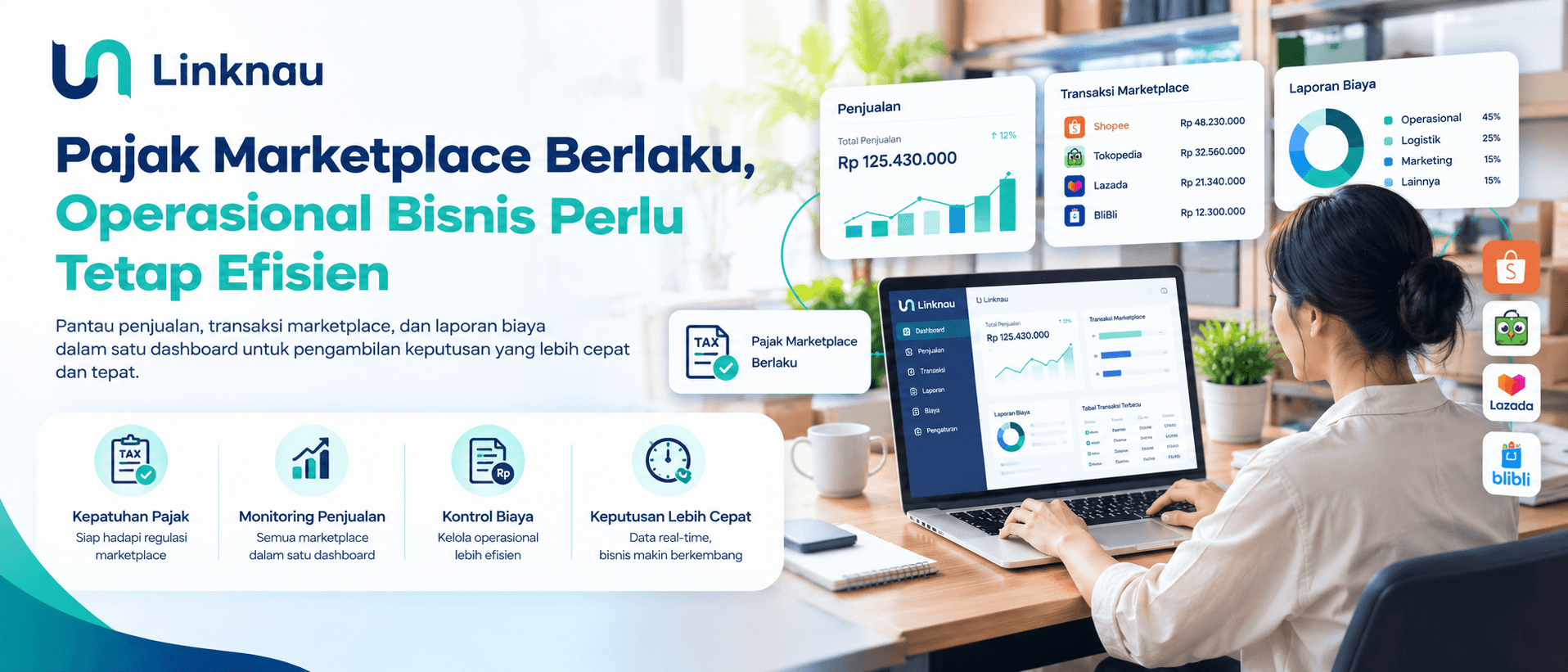 Seller marketplace mengelola transaksi, pencatatan keuangan, dan biaya operasional bisnis online.