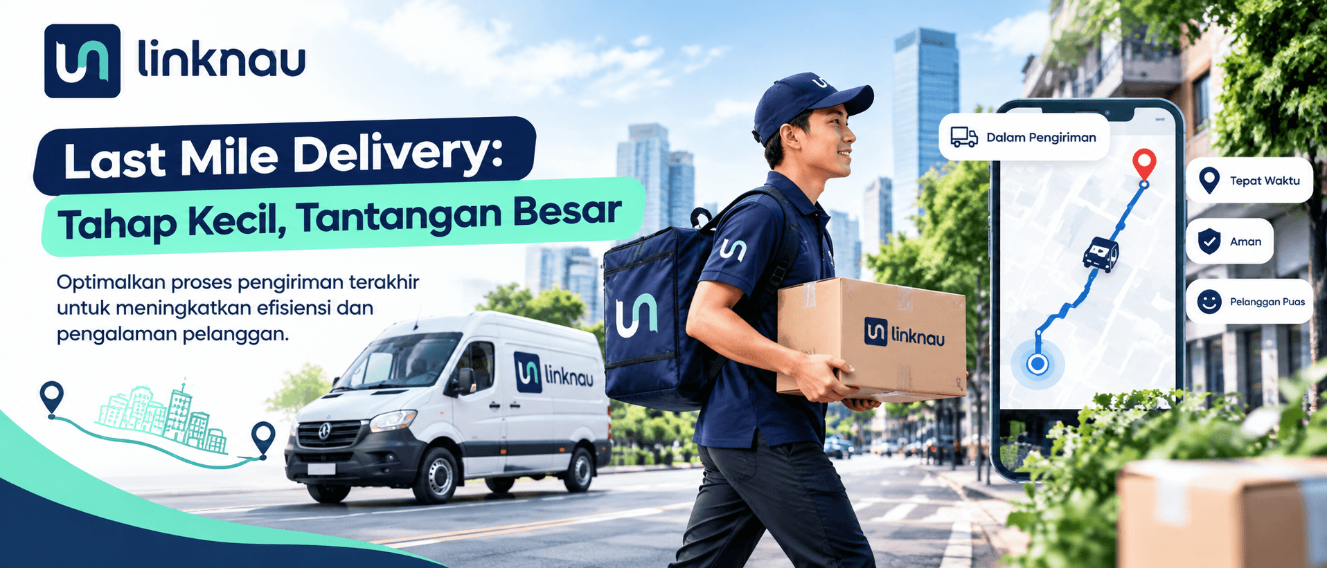 Kurir mengantarkan paket kepada pelanggan sebagai bagian dari proses last mile delivery.