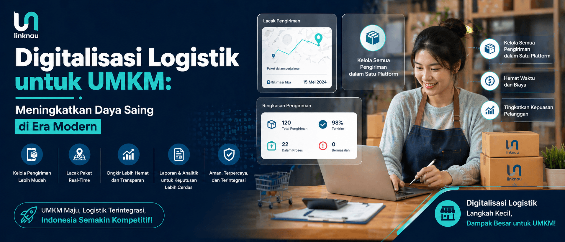 Pelaku UMKM memanfaatkan teknologi digital untuk mengelola logistik dan pengiriman secara efisien